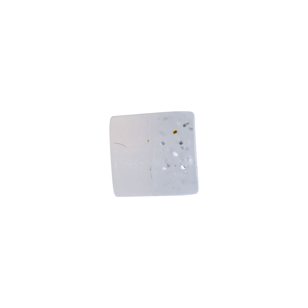 Hook Barrels | 5*5mm  | white & clear with silver glitter